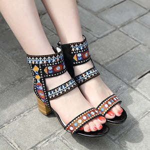 Ethnic Style Embroidered Heels