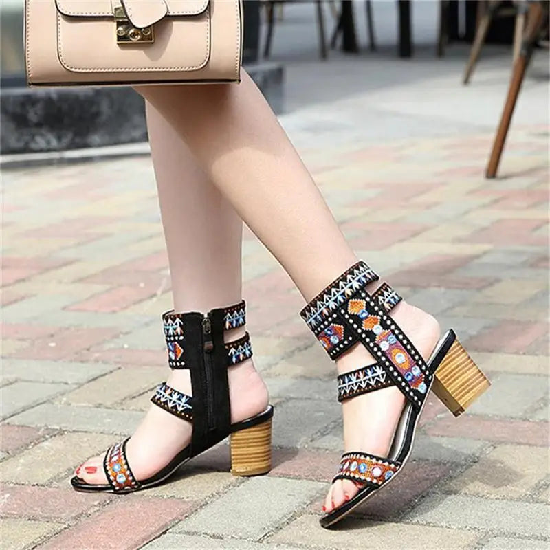 Ethnic Style Embroidered Heels